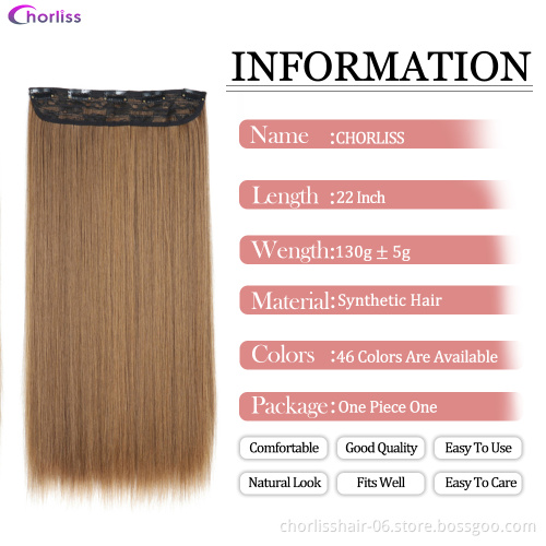 High Quality Chorliss 22 Inch Natural Ombre Straight For Goddess One Piece Five Clips In Synthetic Fiber Clip Hair Extensions